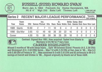 1991 Donruss #621 Russ Swan Back