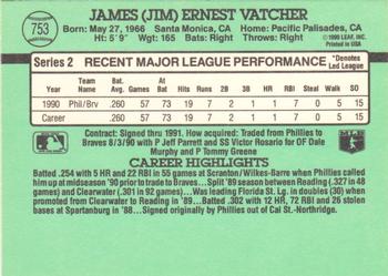 1991 Donruss #753 Jim Vatcher Back