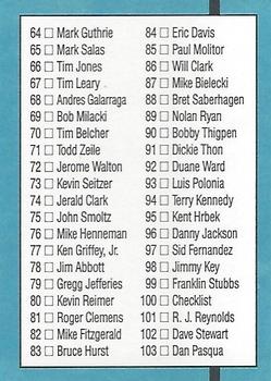 1991 Donruss #100 Checklist 28-103 Back