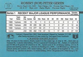 1991 Donruss #114 Bob Geren Back