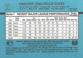 1991 Donruss #125 Tim Burke Back