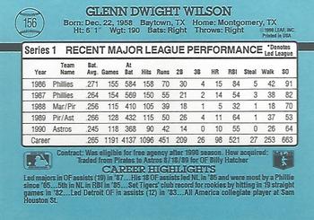 1991 Donruss #156 Glenn Wilson Back