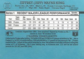 1991 Donruss #233 Jeff King Back