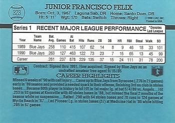 1991 Donruss #323 Junior Felix Back