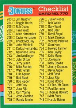 1991 Donruss #770 Checklist 703-770-and BC11-BC22 Front