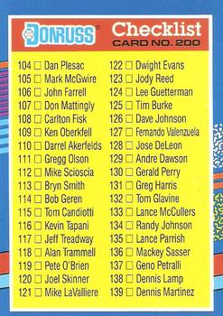 1991 Donruss #200 Checklist 104-179 Front