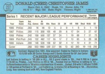 1991 Donruss #227 Chris James Back