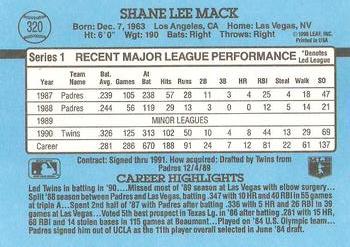 1991 Donruss #320 Shane Mack Back