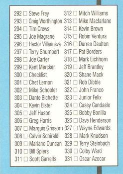 1991 Donruss #386 Checklist 256-331 Back