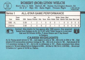 1991 Donruss #54 Bob Welch Back