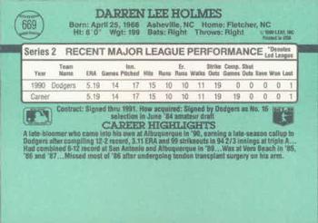 1991 Donruss #669 Darren Holmes Back