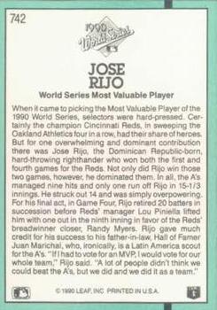 1991 Donruss #742 Jose Rijo Back