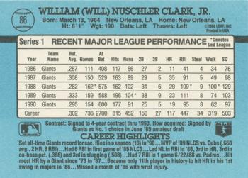 1991 Donruss #86 Will Clark Back