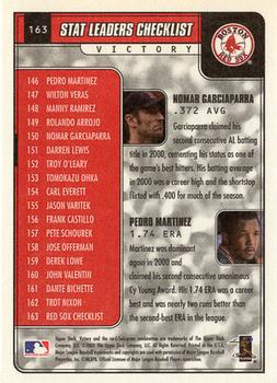 2001 Upper Deck Victory #163 Nomar Garciaparra / Pedro Martinez Back