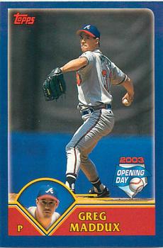 2003 Topps Opening Day - Mini Stickers #NNO Greg Maddux Front