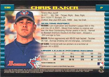 2002 Bowman #130 Chris Baker Back
