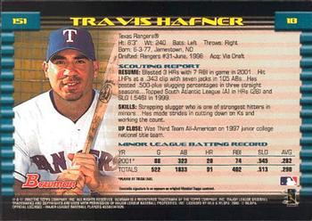 2002 Bowman #151 Travis Hafner Back