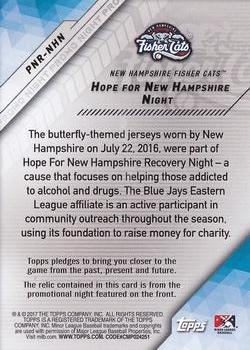 2017 Topps Pro Debut - Promo Night Uniform Relics Gold #PNR-NHN Hope for New Hampshire Night Back