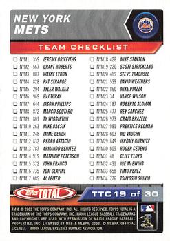 2003 Topps Total - Team Checklists #TTC19 Mike Piazza Back