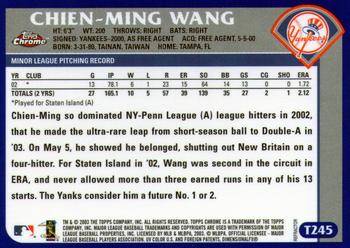2003 Topps Traded & Rookies - Chrome Refractors #T245 Chien-Ming Wang Back