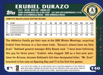 2003 Topps Traded & Rookies - Gold #T40 Erubiel Durazo Back