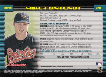 2002 Bowman Draft Picks & Prospects #BDP103 Mike Fontenot Back