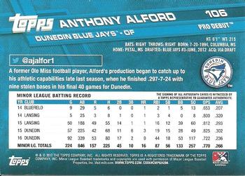 2017 Topps Pro Debut - Autographs #106 Anthony Alford Back