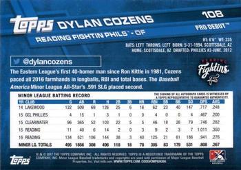 2017 Topps Pro Debut - Autographs #108 Dylan Cozens Back