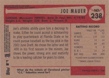 2002 Bowman Heritage #238 Joe Mauer Back