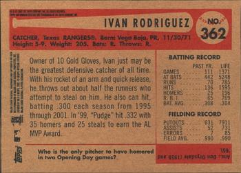 2002 Bowman Heritage #362 Ivan Rodriguez Back