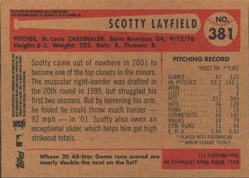 2002 Bowman Heritage #381 Scotty Layfield Back