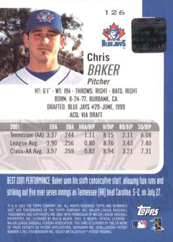 2002 Bowman's Best #126 Chris Baker Back
