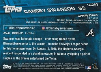 2017 Topps Update #US247 Dansby Swanson Back