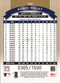 2002 Donruss Classics #175 Robin Yount Back