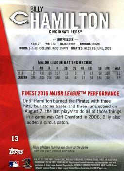 2017 Finest - Green Refractor #13 Billy Hamilton Back