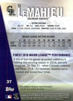 2017 Finest - Green Refractor #37 DJ LeMahieu Back