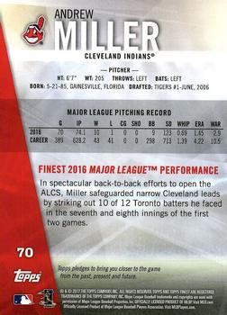 2017 Finest - Green Refractor #70 Andrew Miller Back