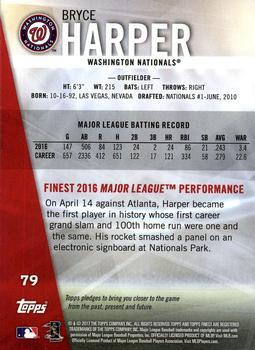 2017 Finest - Green Refractor #79 Bryce Harper Back