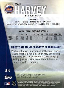 2017 Finest - Green Refractor #84 Matt Harvey Back