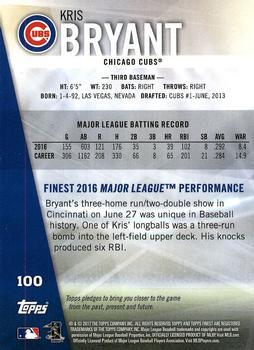 2017 Finest - Green Refractor #100 Kris Bryant Back