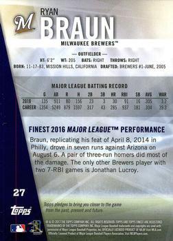 2017 Finest - Red Refractor #27 Ryan Braun Back