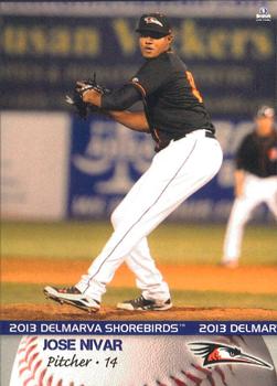 2013 Brandt Delmarva Shorebirds #18 Jose Nivar Front