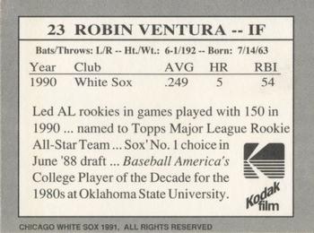 1991 Kodak Chicago White Sox #23 Robin Ventura Back