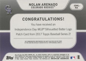2017 Topps - Independence Day Commemorative MLB Logo Patch #IDML-NA Nolan Arenado Back
