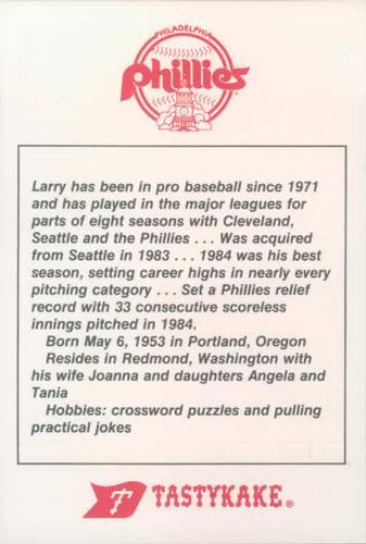 1986 Tastykake Philadelphia Phillies #NNO Larry Andersen Back