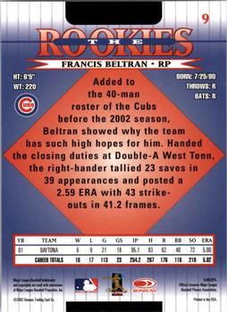 2002 Donruss The Rookies #9 Francis Beltran Back