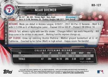 2017 Bowman Draft #BD-127 Noah Bremer Back