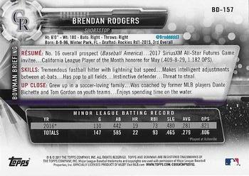 2017 Bowman Draft #BD-157 Brendan Rodgers Back