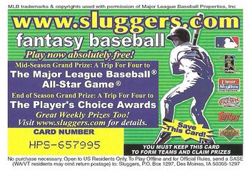 2002 Fleer #NNO Fantasy Baseball Sluggers (Join and Play Free) Front