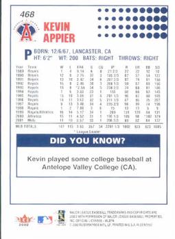 2002 Fleer #468 Kevin Appier Back